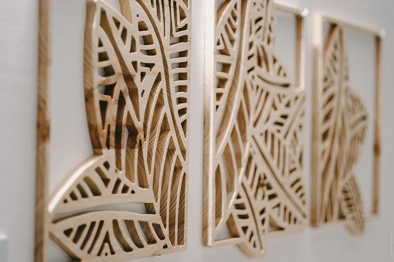 Oeuvre "KENIDJONE" - Triptik feuilles kanak