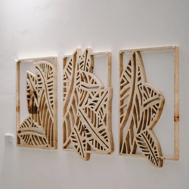 Oeuvre "KENIDJONE" - Triptik feuilles kanak